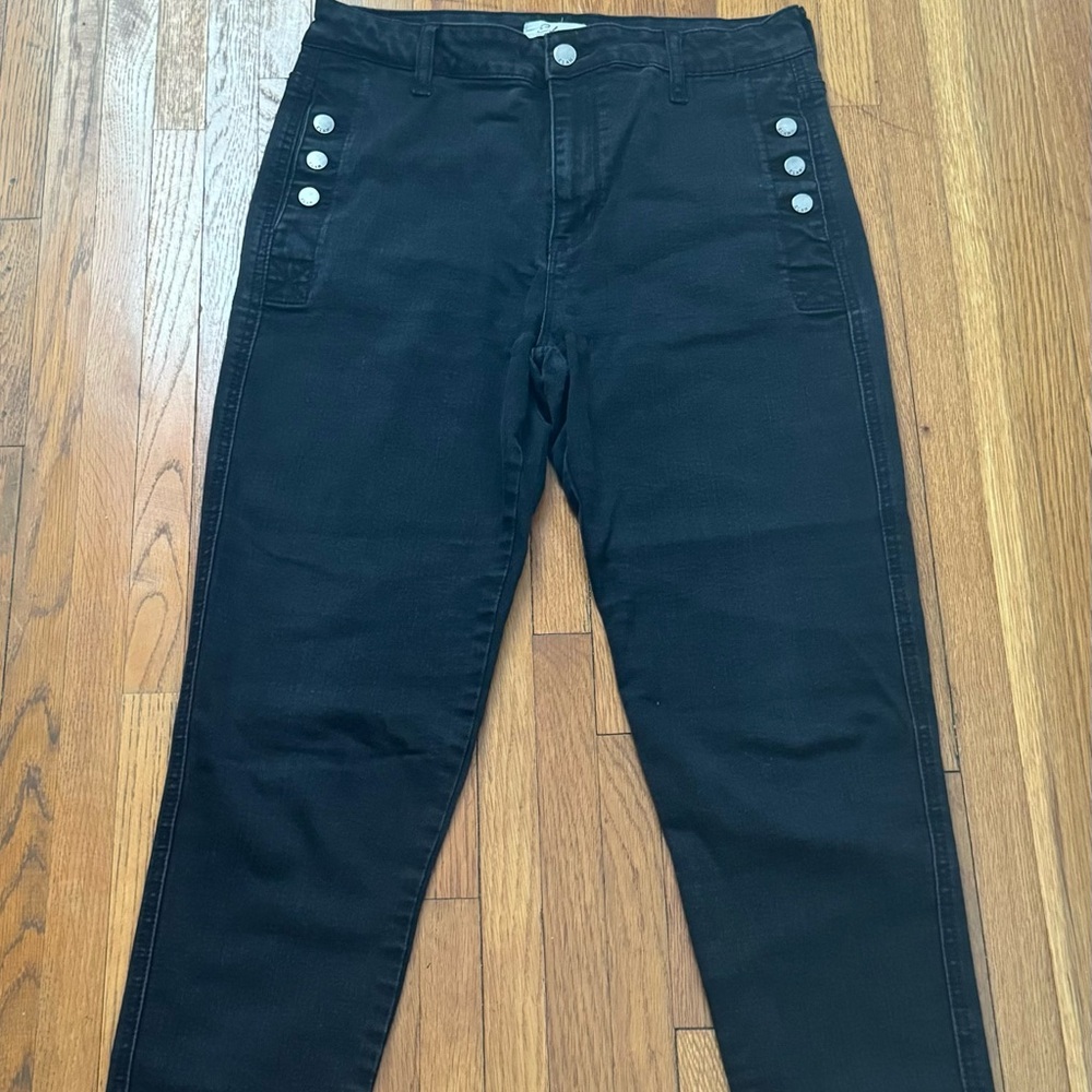 Elan black high rise stretch buttons detailing jeans, size M Y2K biker grunge